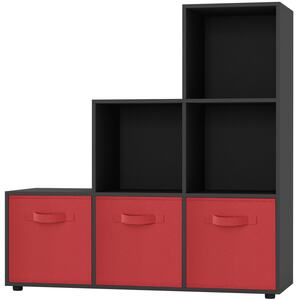 6-Cube Step Shelving Unit With Non Woven Inserts - Black