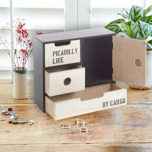 Shabby Chic Wooden Storage Box with Mini Drawers - Multicoloured