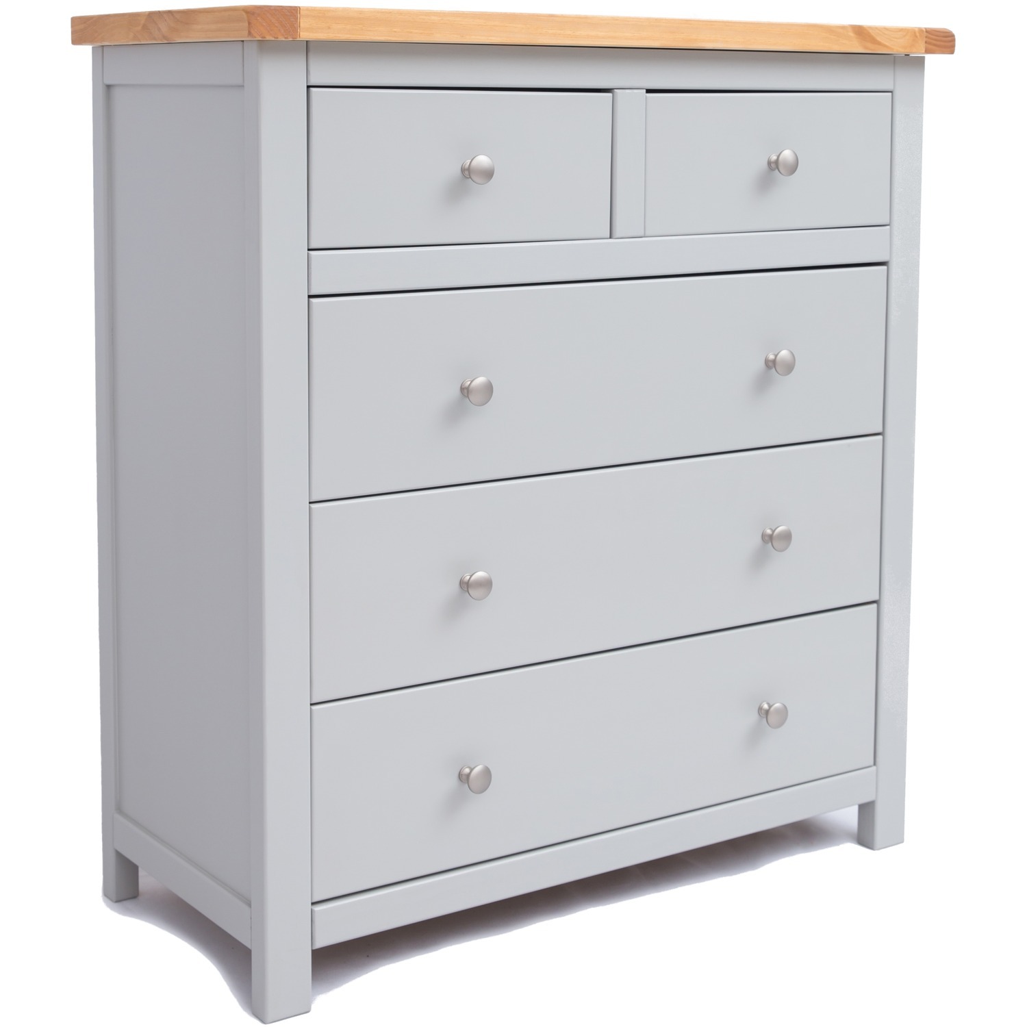 Argenta 2 over 3 Drawer Chest - Grey / Chrome