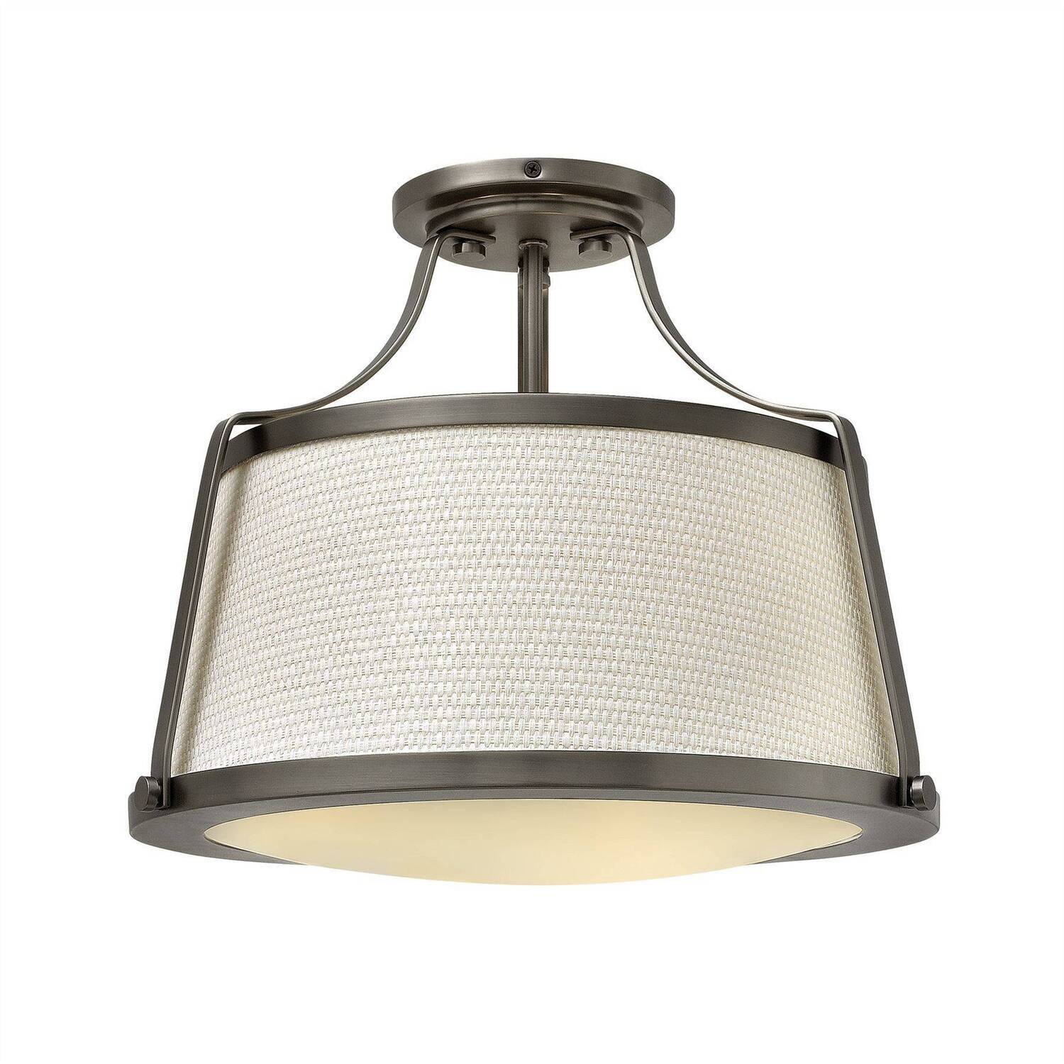 Elstead Charlotte 3 Light Semi Flush Ceiling Light Antique Nickel, E27 - Antique Nickel