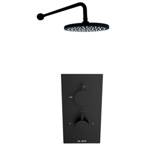 Matt Black Finish Thermostatic Concealed Mixer Shower  Fixed Overhead Drencher