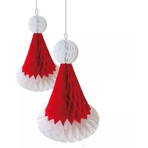 Hanging Christmas Honeycomb Decorations - Red