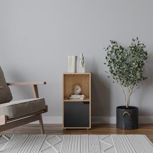 2-Cube Shelving Unit With Wooden Door - Black
