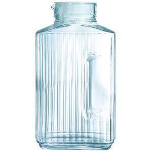 2L Luminarc Glass Fluted Refrigerator Jug with White Lid - Clear