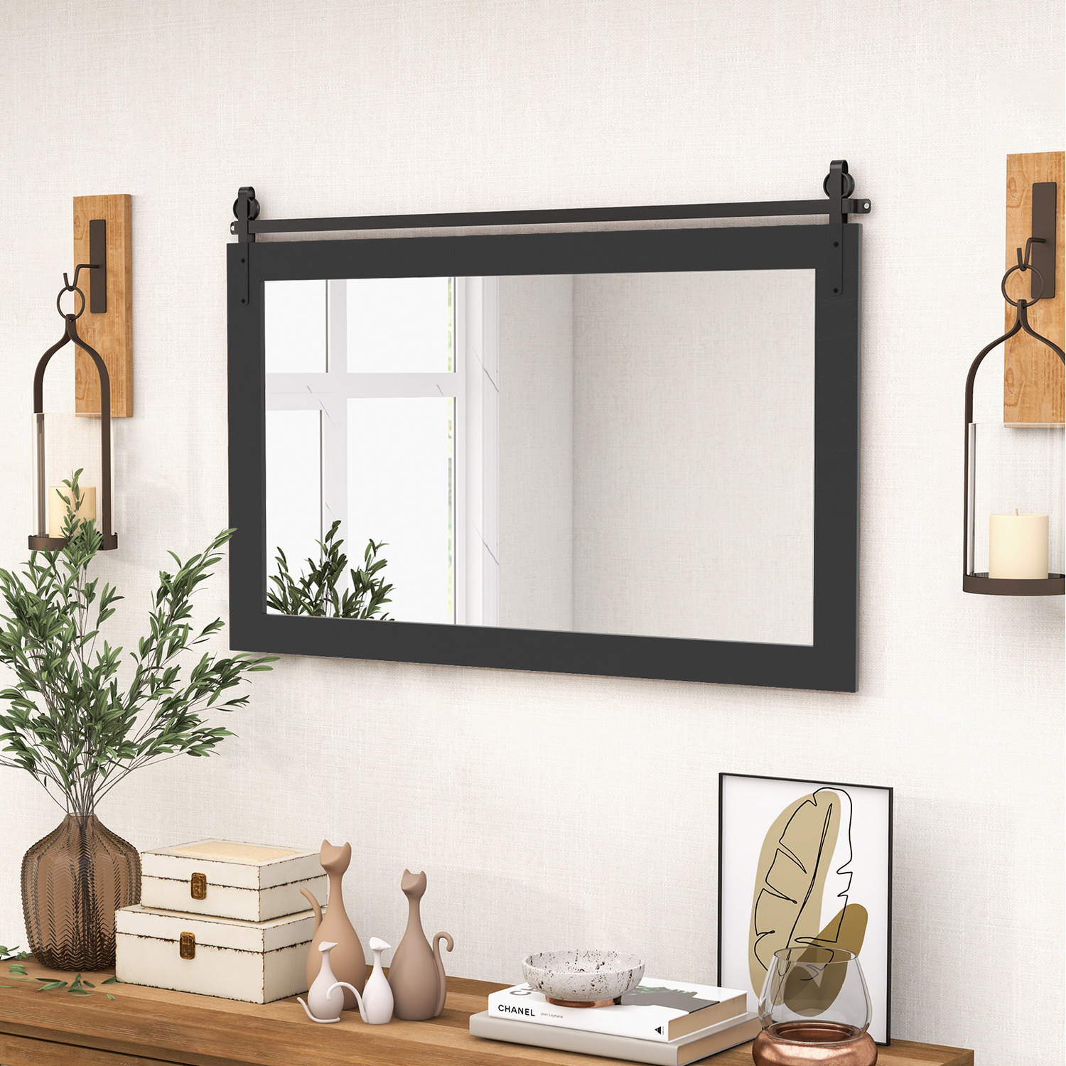Farmhouse Bathroom Wall Mirror - Black