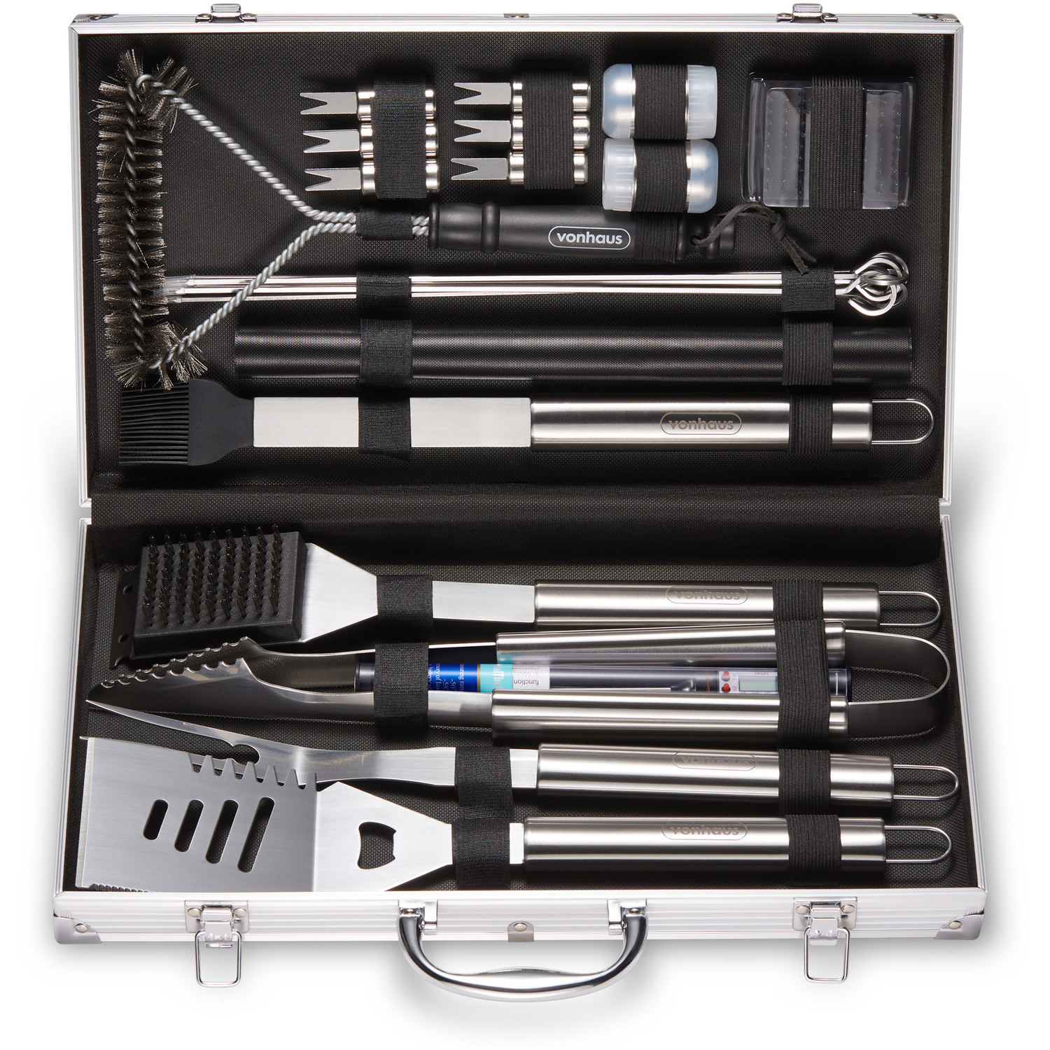 25 Piece With Metal Storage Case Bbq Tools Set - Silver