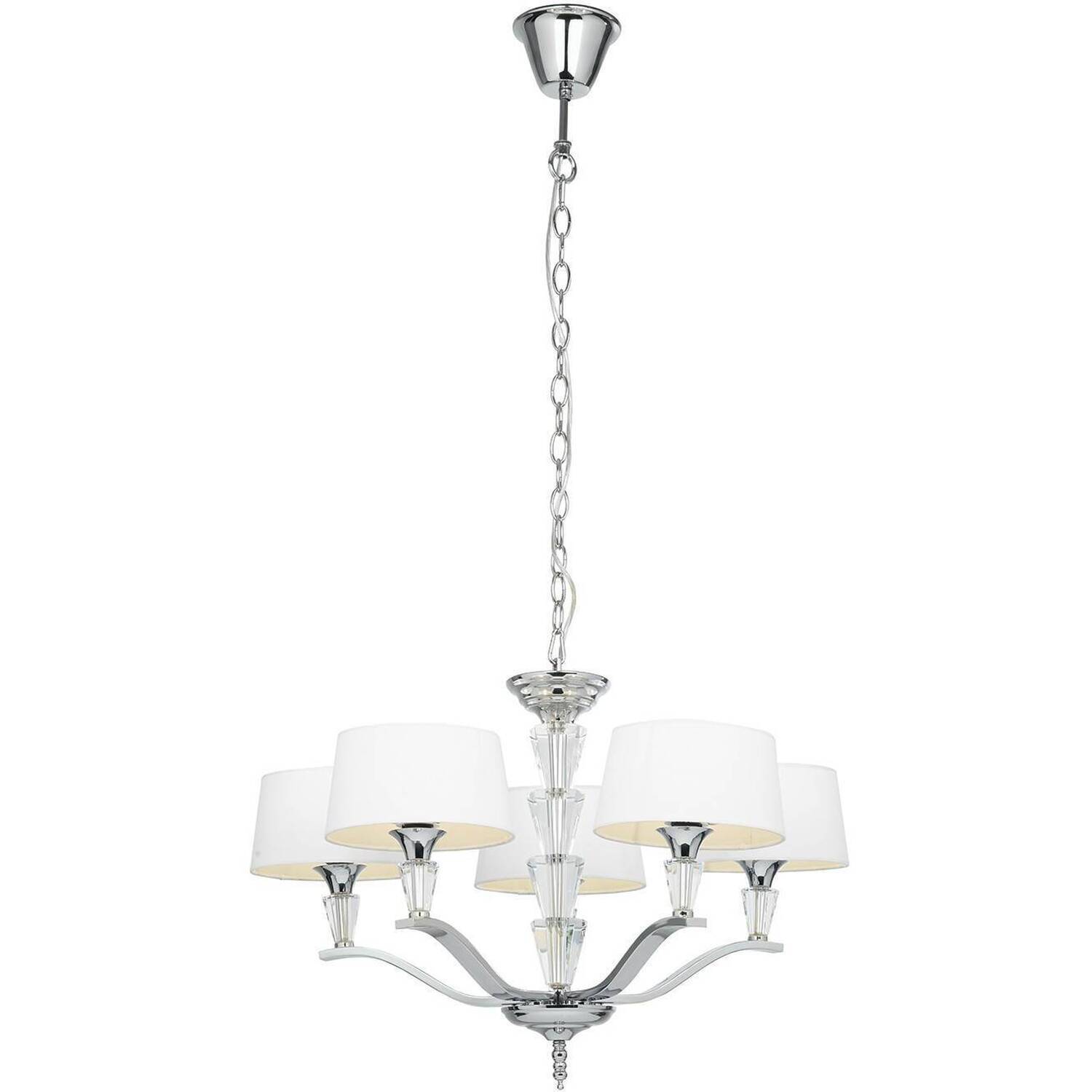 B&Q -  Luminosa Fiennes 5 Light Multi Arm Ceiling Pendant ChromeWhite Tc FabricE14 - Image 5