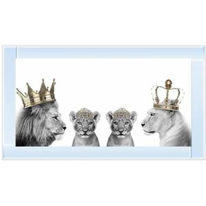 Lion Family 2 Girls Glitter Liquid Wall Art