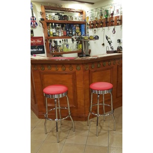 Retro Breakfast Bar Stool, Fixed Chrome Legs And Footrest