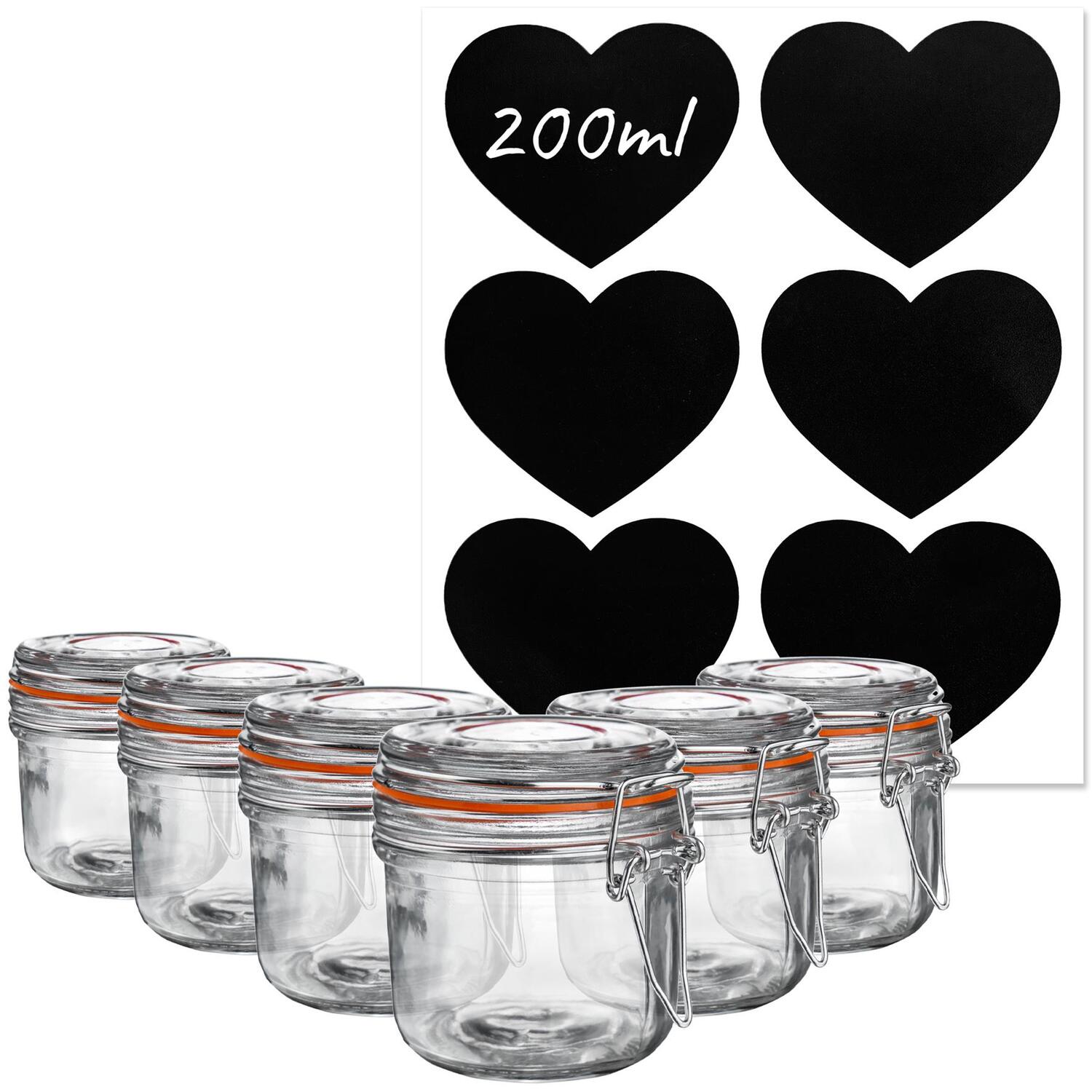 Image of 200ml Glass Storage Jars with Heart&hellip;