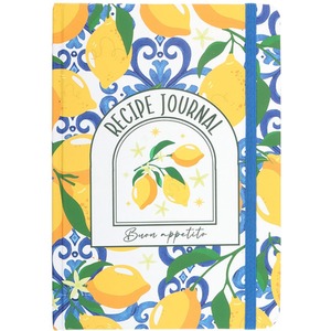 Italian Lemon Print A5 Recipe Journal Notebook