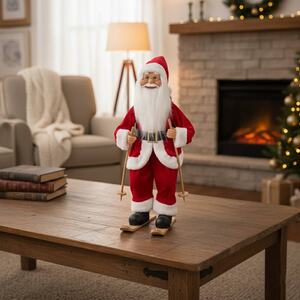 45cm Christmas Santa On Skis Decoration - Red