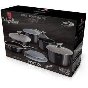 Berlinger Haus 12Pc Carbon Pro Aluminium Cookware Set - Grey