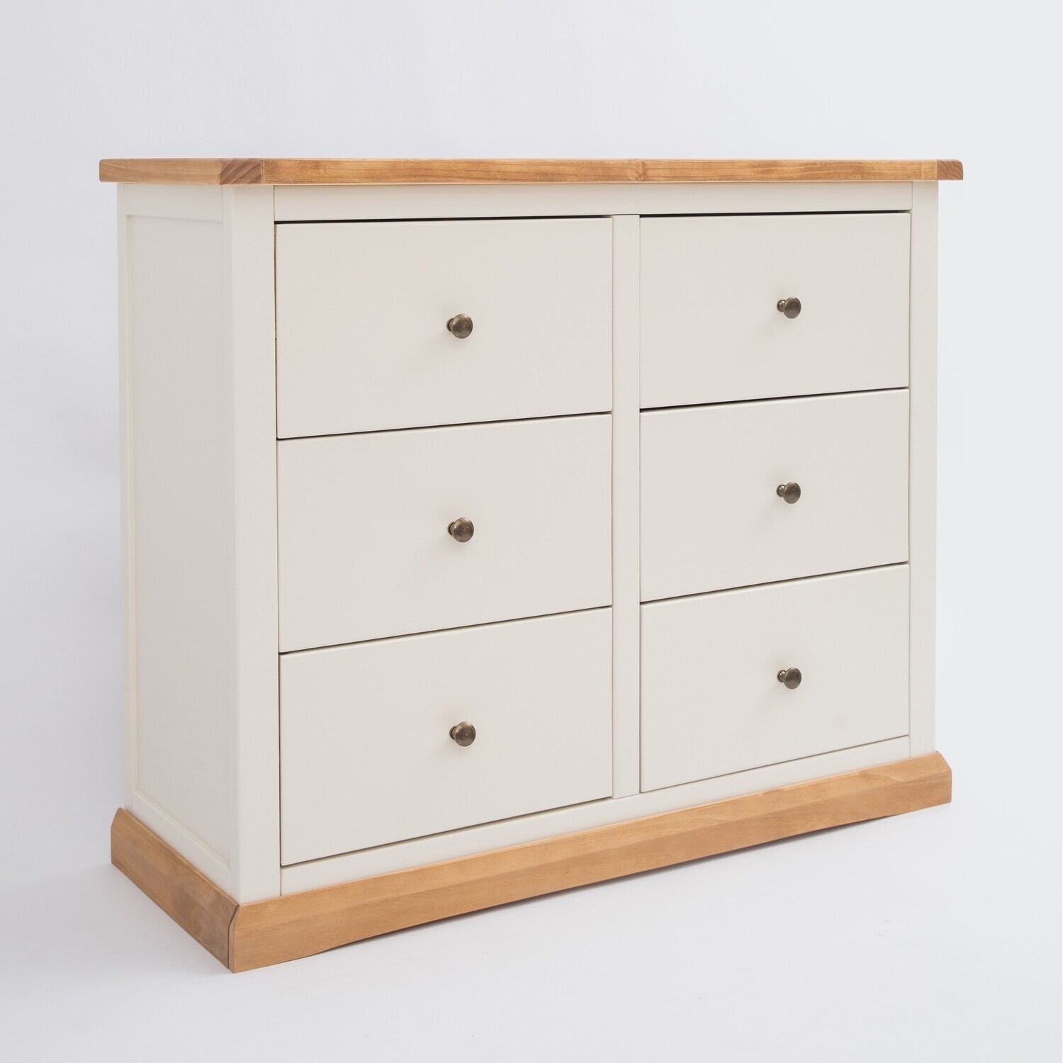 Trevi 3 over 3 Drawer Chest - White / Satin Chrome