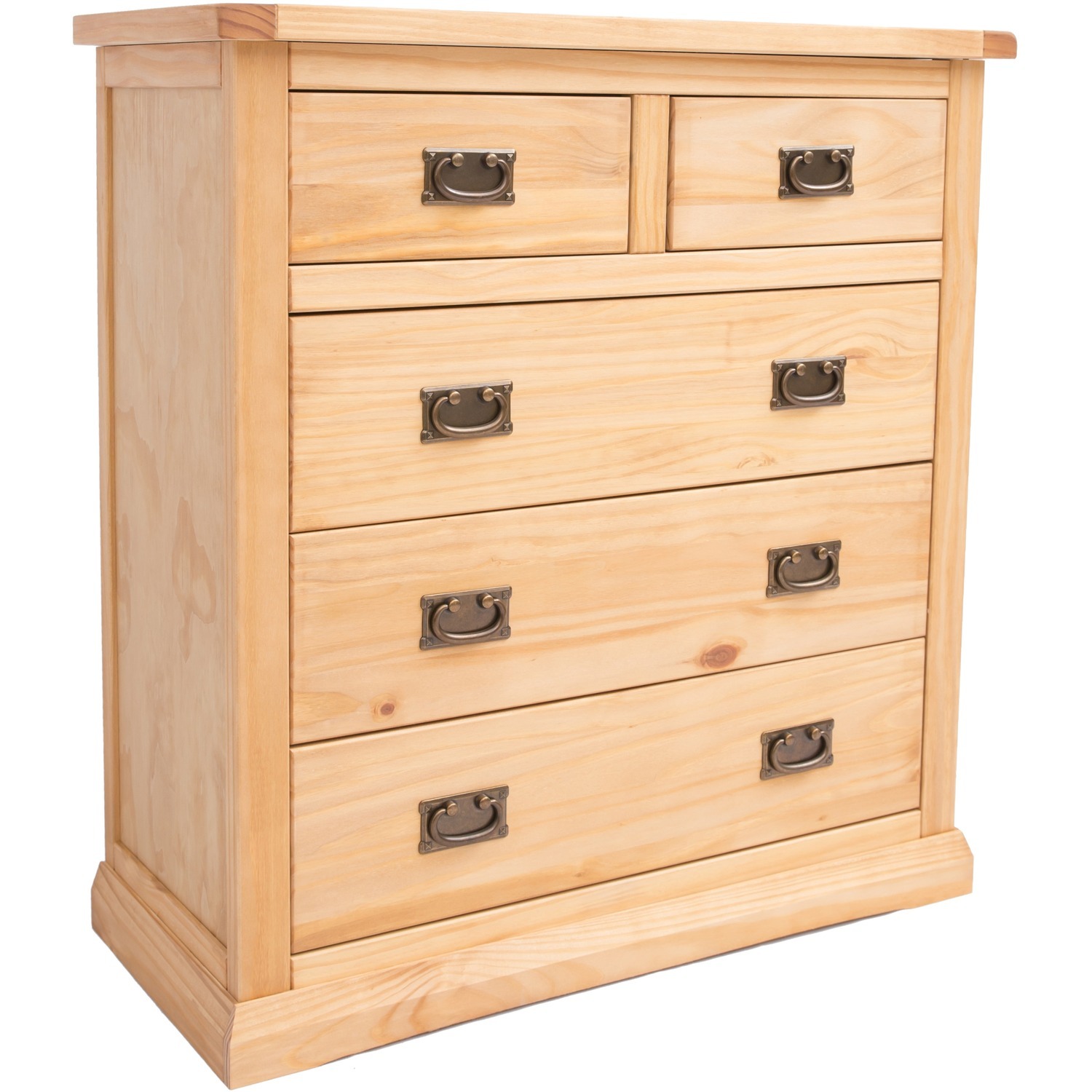 Lucca 2 over 3 Drawer Chest - Grey / Brass