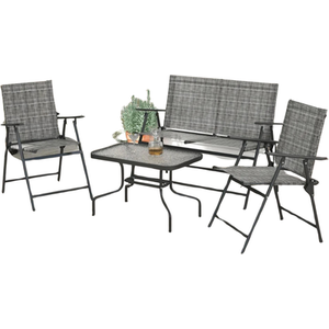 Set of 4 Foldable Mesh Garden Bistro Furniture Set