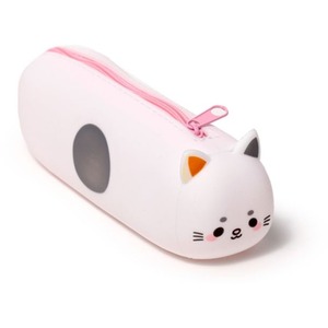 Kids Silicone Pink Cat Pencil Case School Supplies