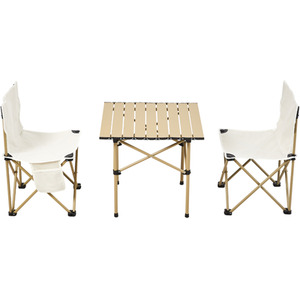 Breeins Portable Folding Camping Table with Two Chairs Included