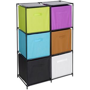 6 Cubed Storage Cupboard With Baskets Shelf Rack - Red