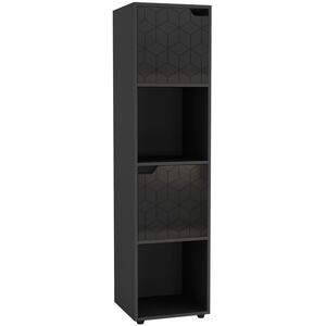 4 -Cube Tall Shelving Unit With Geo Doors - Grey