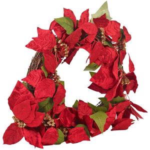 45cm Artificial Poinsettia Christmas Wreath - Green