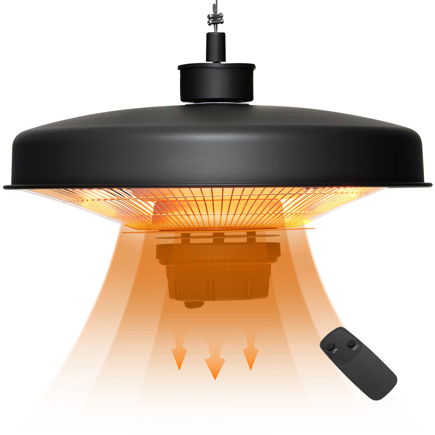 2000w Patio Ceiling Electric Heater - Black
