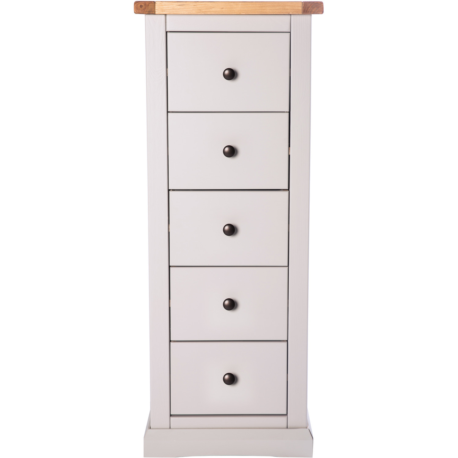 Loreo 5 Drawer Narrow Chest - Grey / Brass