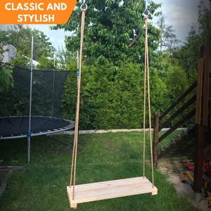 Wide Wooden Garden Swing Seat for Kids and Adults
