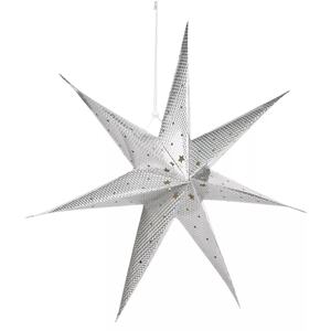 Large LED Festive Paper Star Lantern – Hanging Christmas Lights - Silver - Set of 3