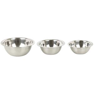 Set of 3 Deep Mixing Bowls - Silver
