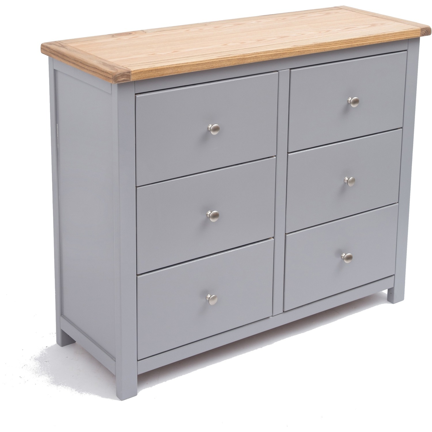 Mirano 6 Drawer Chest - Grey / Chrome