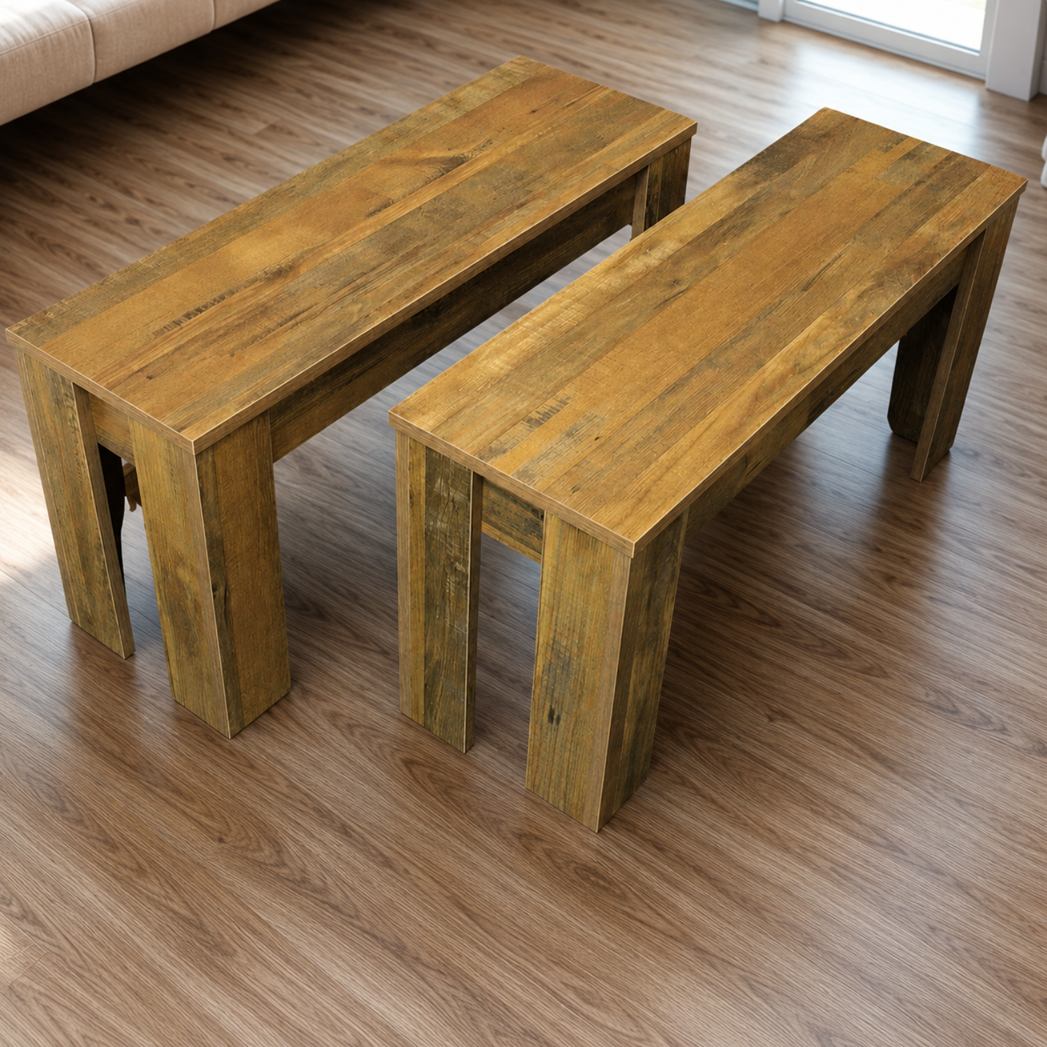 Kosy Koala Rustic Effect Set Of 2 Dining Benches Only - Rustic Effect