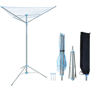 16 Meter 3-Arm Rotary Clothes Airer with Ground Spike And Cover