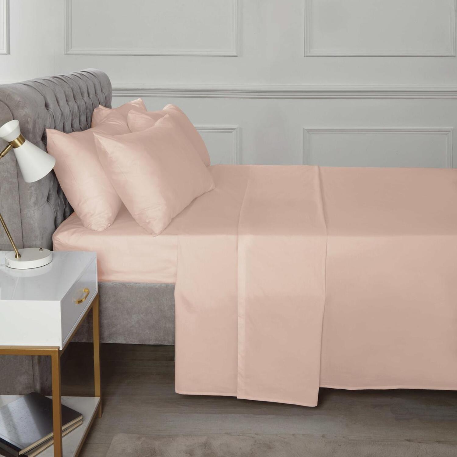 Deep Percale Fitted Sheet 10 25cm - Blush King
