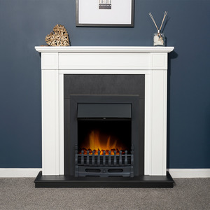 Georgian Fireplace in Pure White Black with Blenheim Electric Fire in Bla