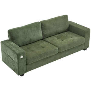 Modern Chenille Sofa with Built-in Power Outlet