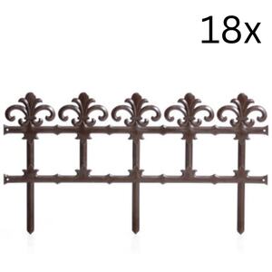 Garden Picket Fence Border Edging - Brown - Set of 12