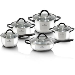 Blaumann 10Pc Gourmet Line Stainless Steel Cookware Set - Silver
