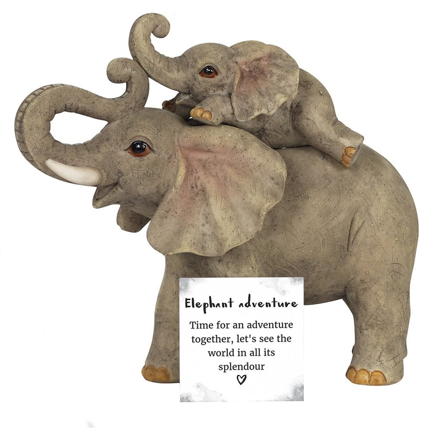Mini Elephant Mother and Baby Ornament - Grey