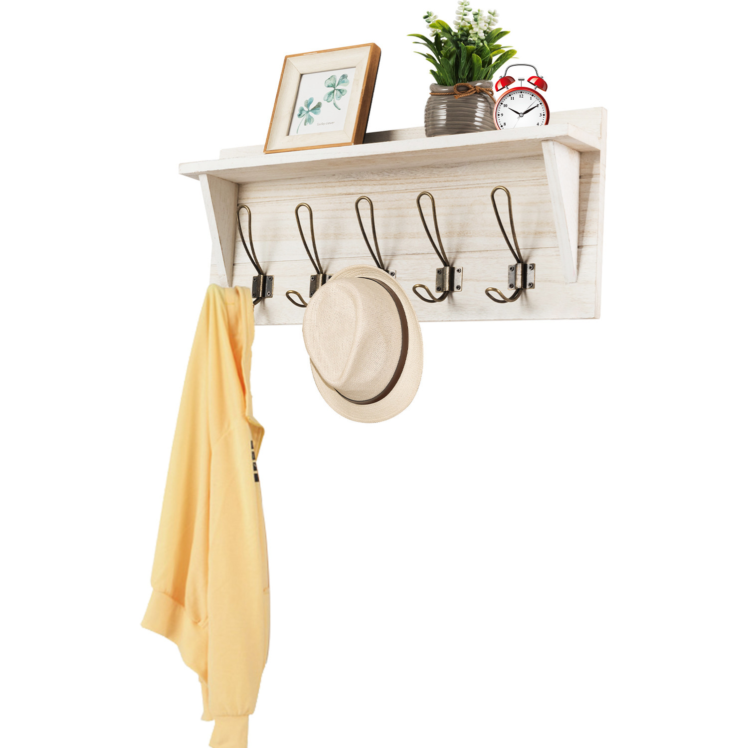 Wall-mounted Coat Rack Shelf - White