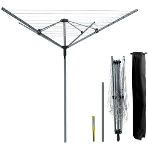 50M 4 Arm Powder Rotary Airer Ground Spike And Cover