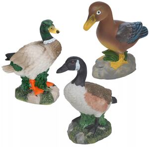 3-Pcs Decorative Duck Ornaments, Polyresin Bird Sculptures for Garden - Multicoloured - Set of 3