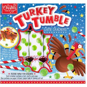 Pack of 6 Turkey Tumble Game Christmas Crackers - Xmas Eve, Fun, Toddlers