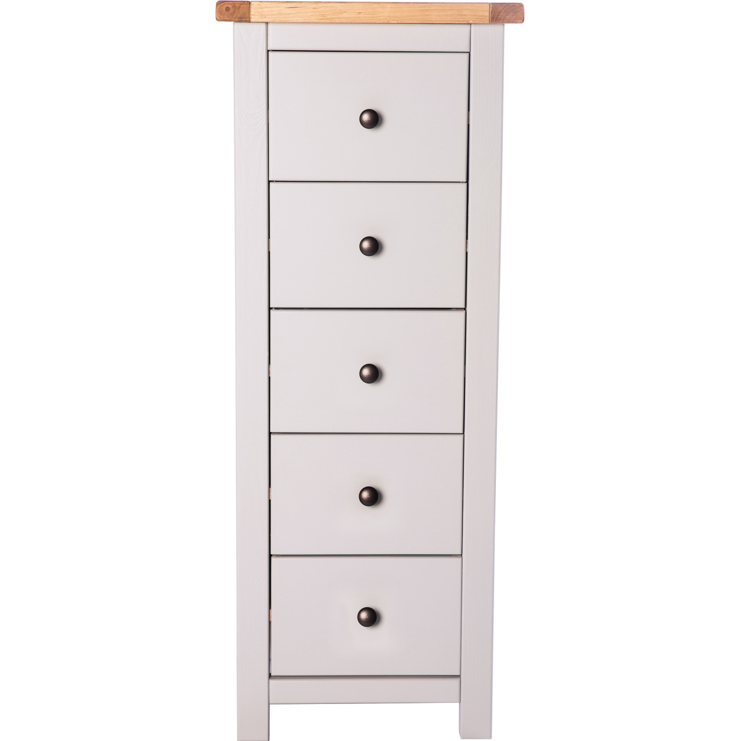 Argenta 5 Drawer Narrow Chest - Grey / Brass