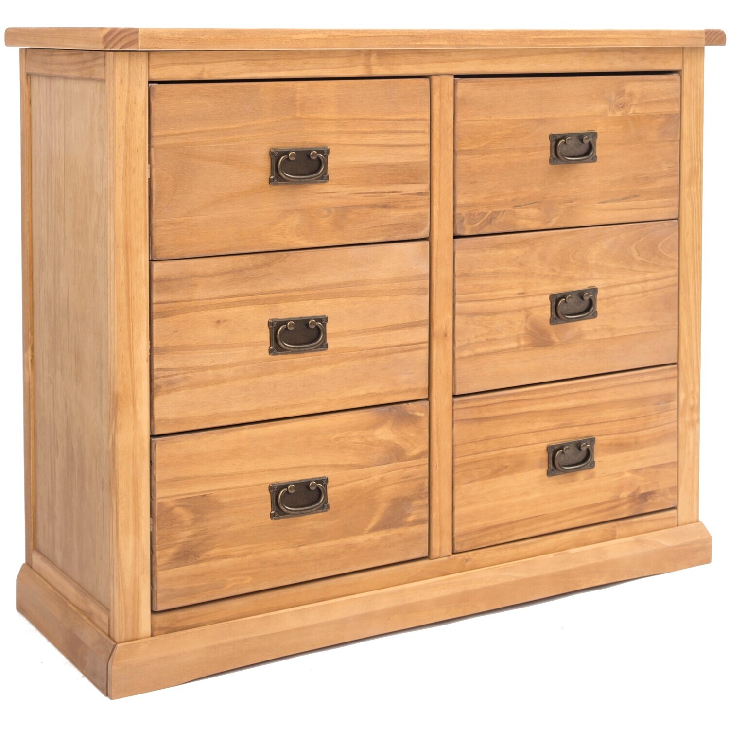 Lucca 3 over 3 Drawer Chest - Grey / Brass
