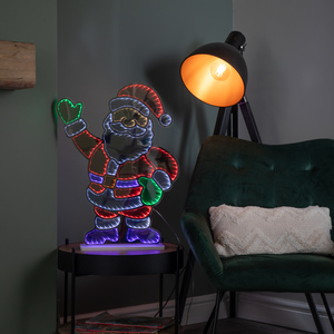 59cm Light up Waving Santa Infinity Christmas Decoration with Multi-Coloured LEDs