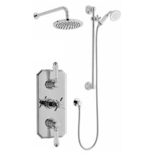 Chrome Triple Thermostatic Mixer Shower With Slide Rail Kit  Overhead Drencher