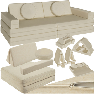 Kids Sofa, 8-Piece Play Sofa, Thick Padding, Removable Covers