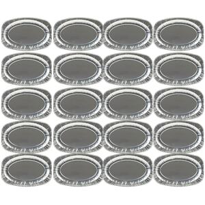 Oval Aluminium Serving Platter - 35.5x 23.5cm - Silver - Set of 10