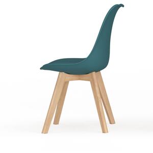 Scandinavian Padded Tulip Dining Chair with Beech Legs - White - Set of 6